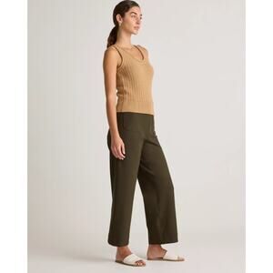 Quince Ultra-Stretch Ponte Cropped Wide Leg Pants, Olive, Size 8